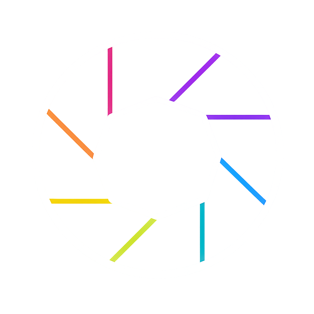 The Iris – rundes Projektlogo mit farbigen Segmenten